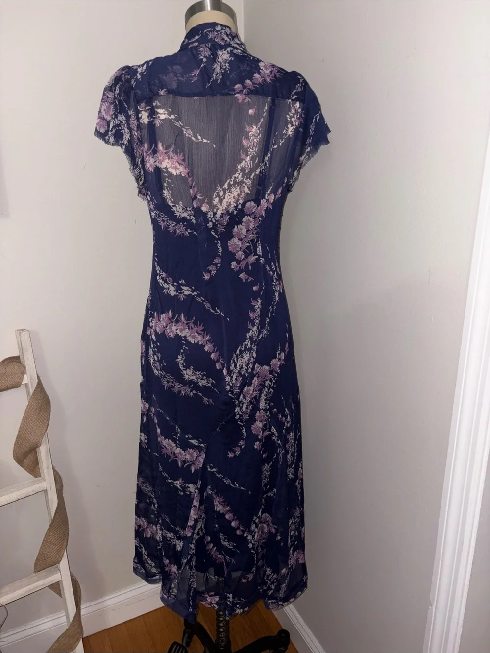 Free People Navy Combo Cannaday Maxi  Dress Size Small
